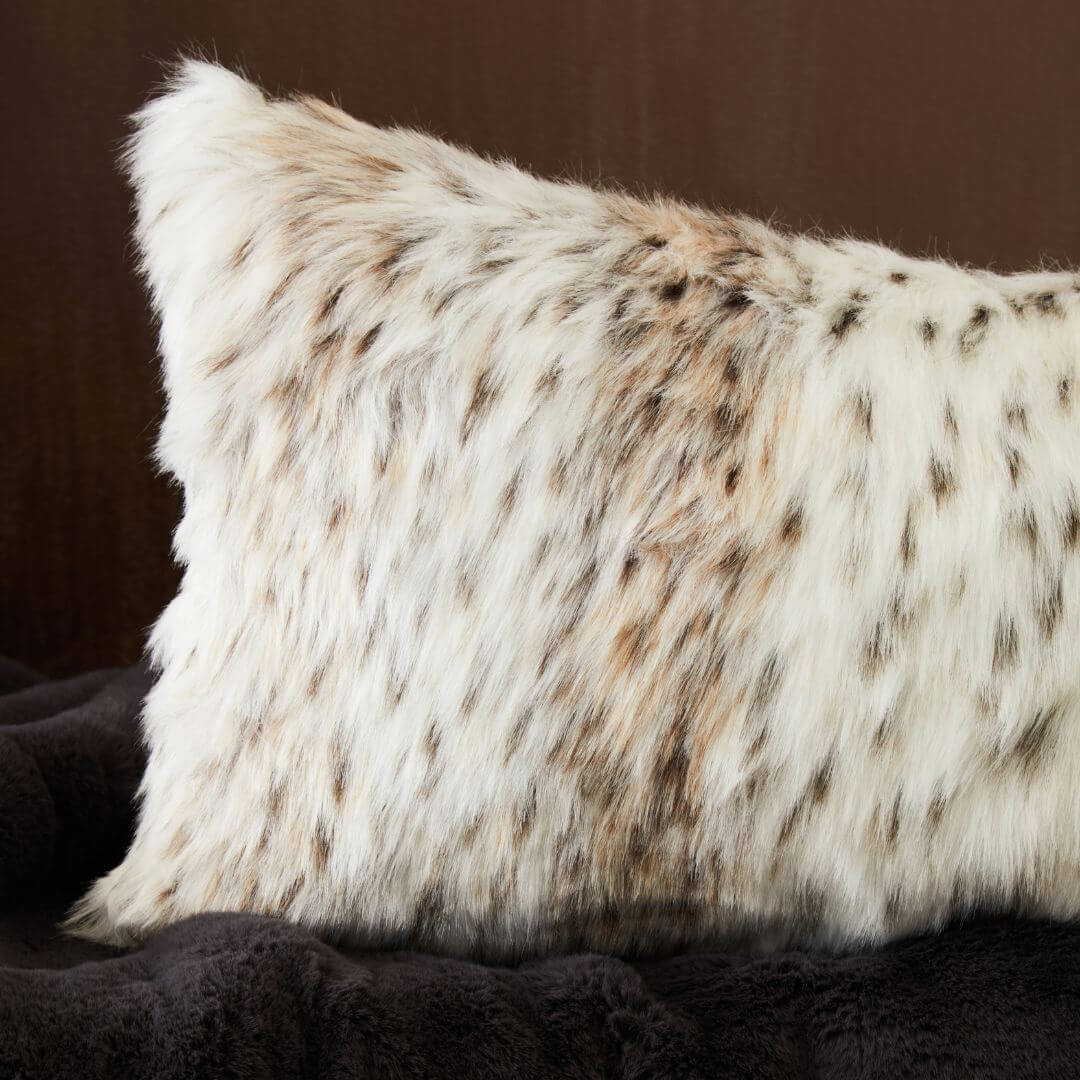 Stylish Soft Faux Fur Rectangular Animal Print Cushion