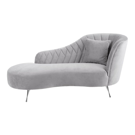 Modern Grey Velvet Chaise Longue, Right Arm - Stylish Home Decor