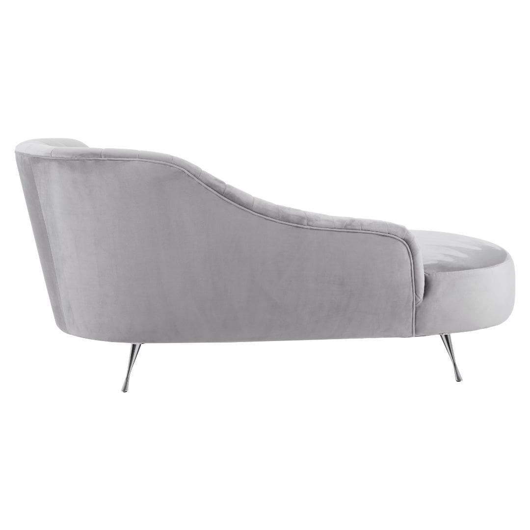 Modern Grey Velvet Chaise Longue, Right Arm - Stylish Home Decor