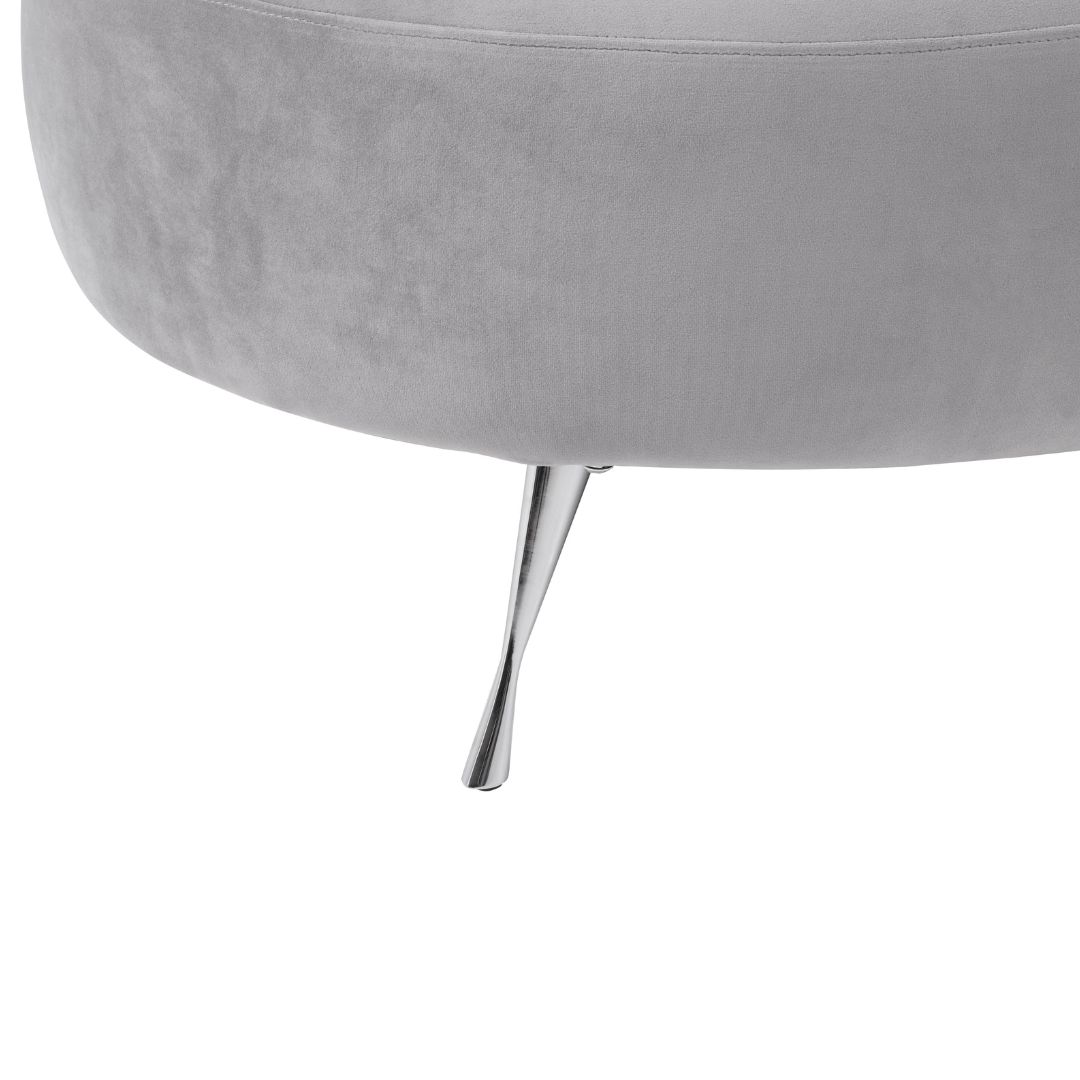 Modern Grey Velvet Chaise Longue, Right Arm - Stylish Home Decor