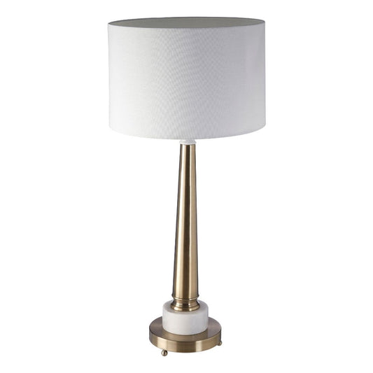 Modern Table Lamp with Tapered Metallic Stand and White Marble Touch