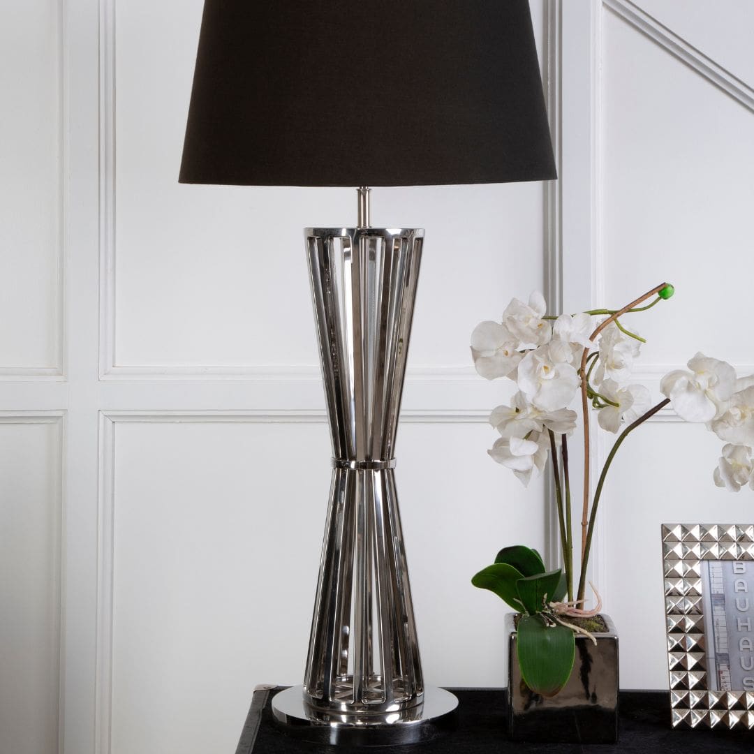 Chic Living Room Statement Lamp - Twist Base with Metallic Finish