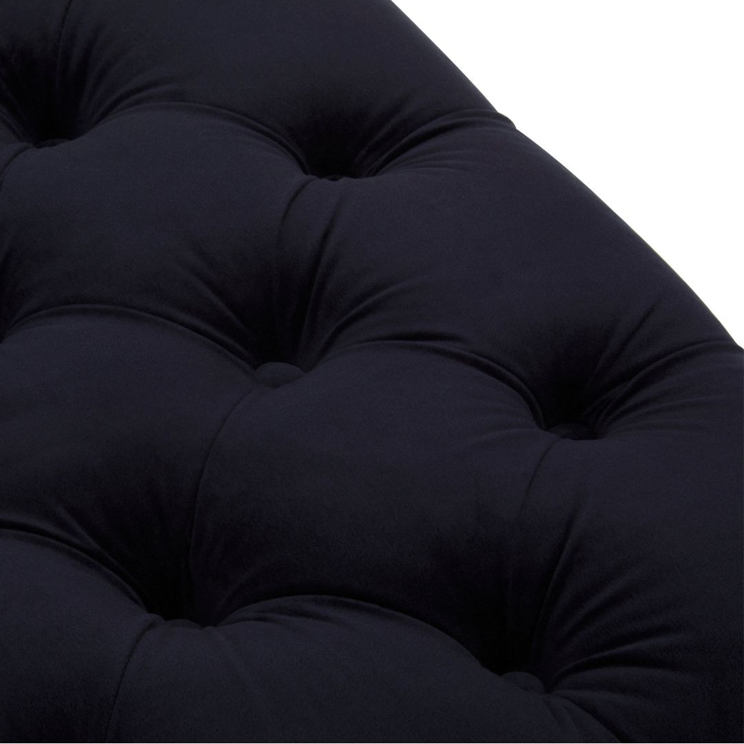 Elegant Footstool in Black Velvet with Button Tufting (Copy)