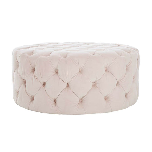 Elegant Button-Tufted Pink Blossom Velvet Pouf for Stylish Interiors