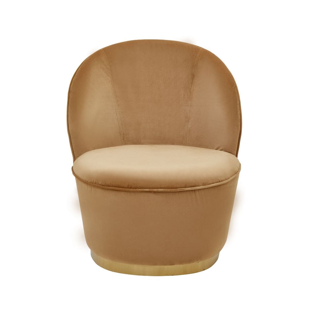 Chic Beige Velvet Gold Base Chair - Stylish Accent Chair for Elegant Interiors