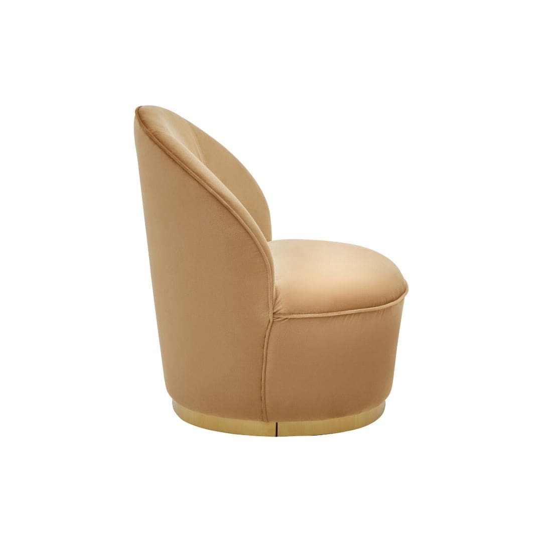 Chic Beige Velvet Gold Base Chair - Stylish Accent Chair for Elegant Interiors