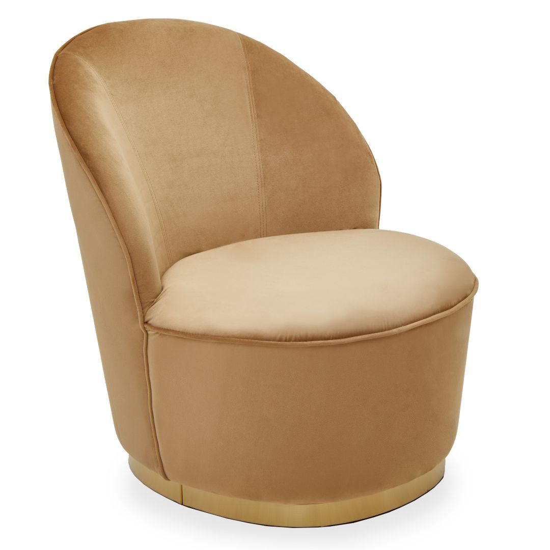 Chic Beige Velvet Gold Base Chair - Stylish Accent Chair for Elegant Interiors