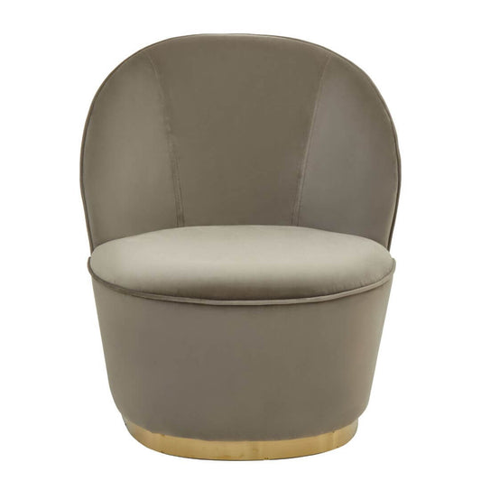 Chic Gold-Trimmed Velvet Accent Chair in Mink