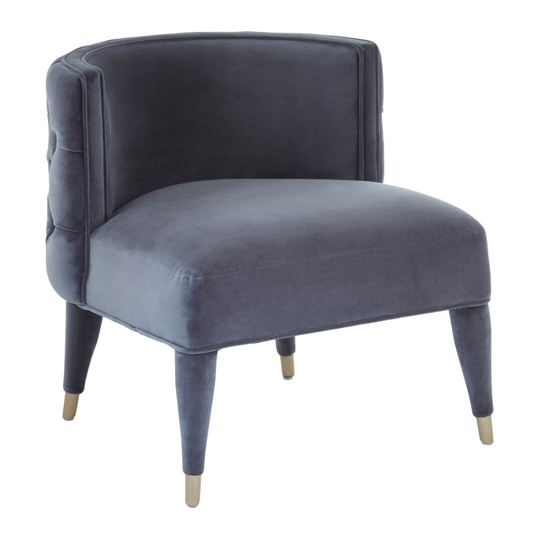 Opulent Grey Velvet Accent Chair