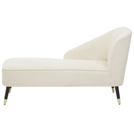 Classic Cream Velvet Chaise Lounge - Stylish Seating for Home Decor