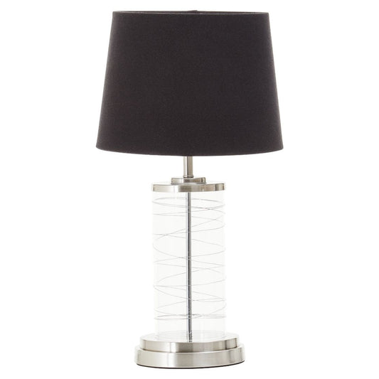 Sleek Glass and Chrome Lamp with Elegant Black Shade