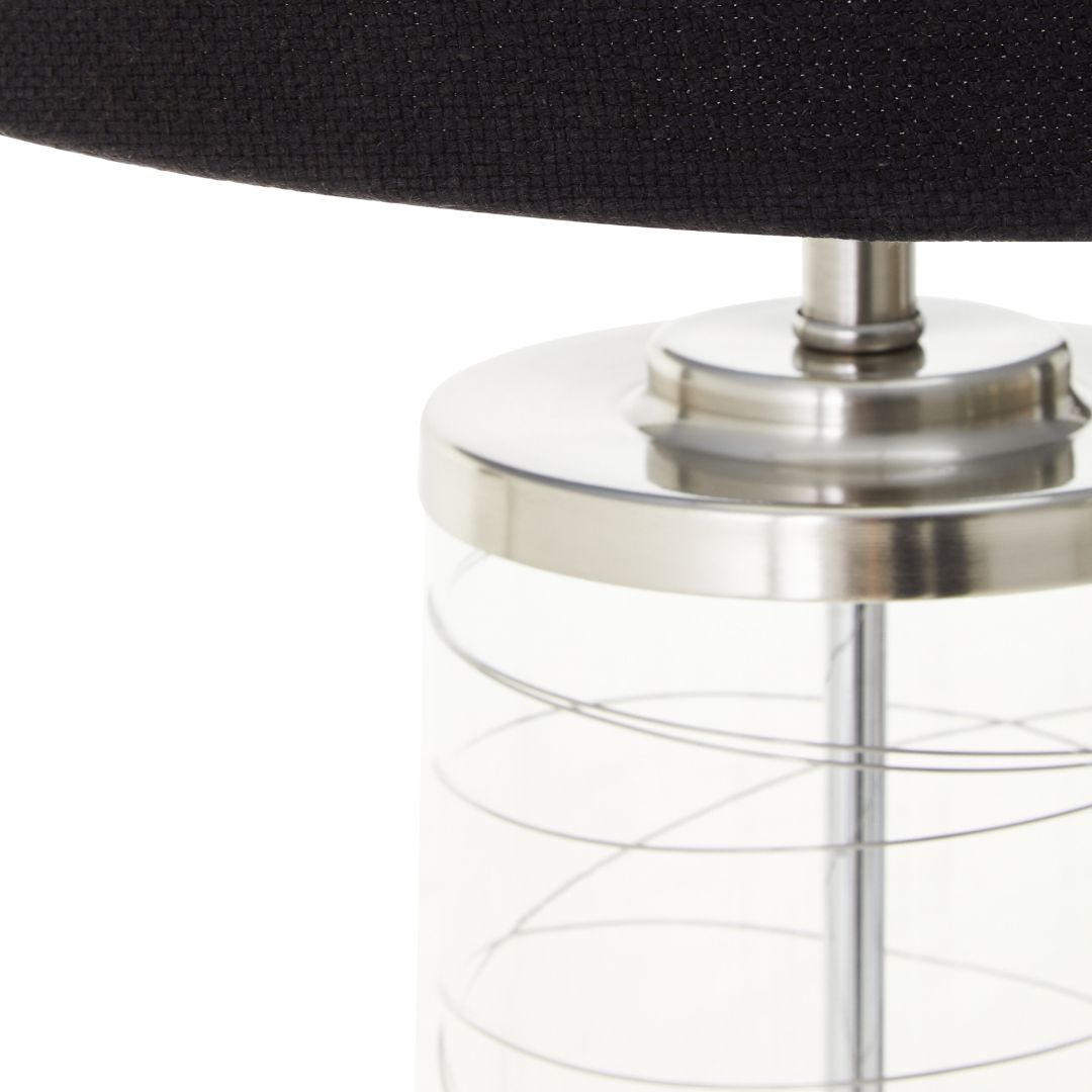 Sleek Glass and Chrome Lamp with Elegant Black Shade