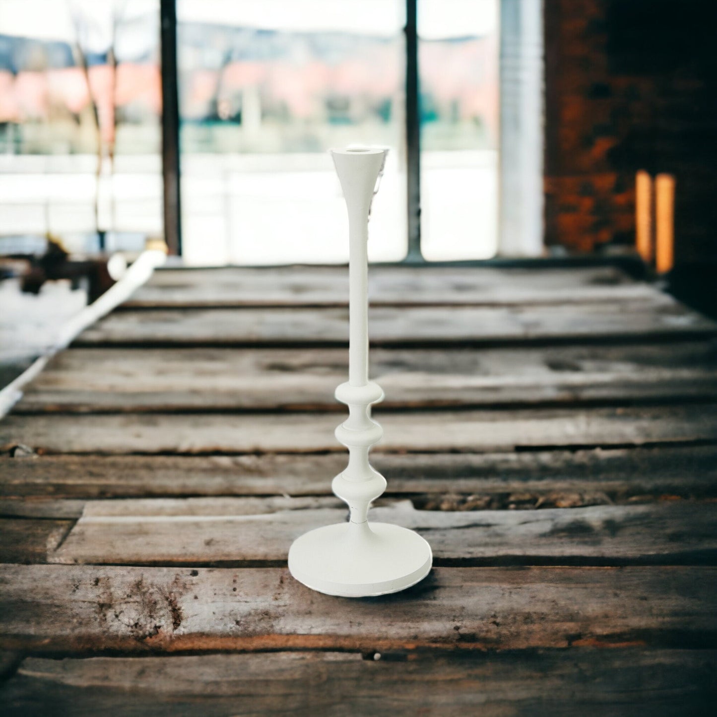 Elegant Medium White Iron Candlestick