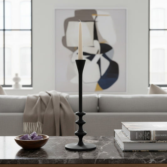 Elegant Black Candlestick Holder - Modern Home Decor Accent