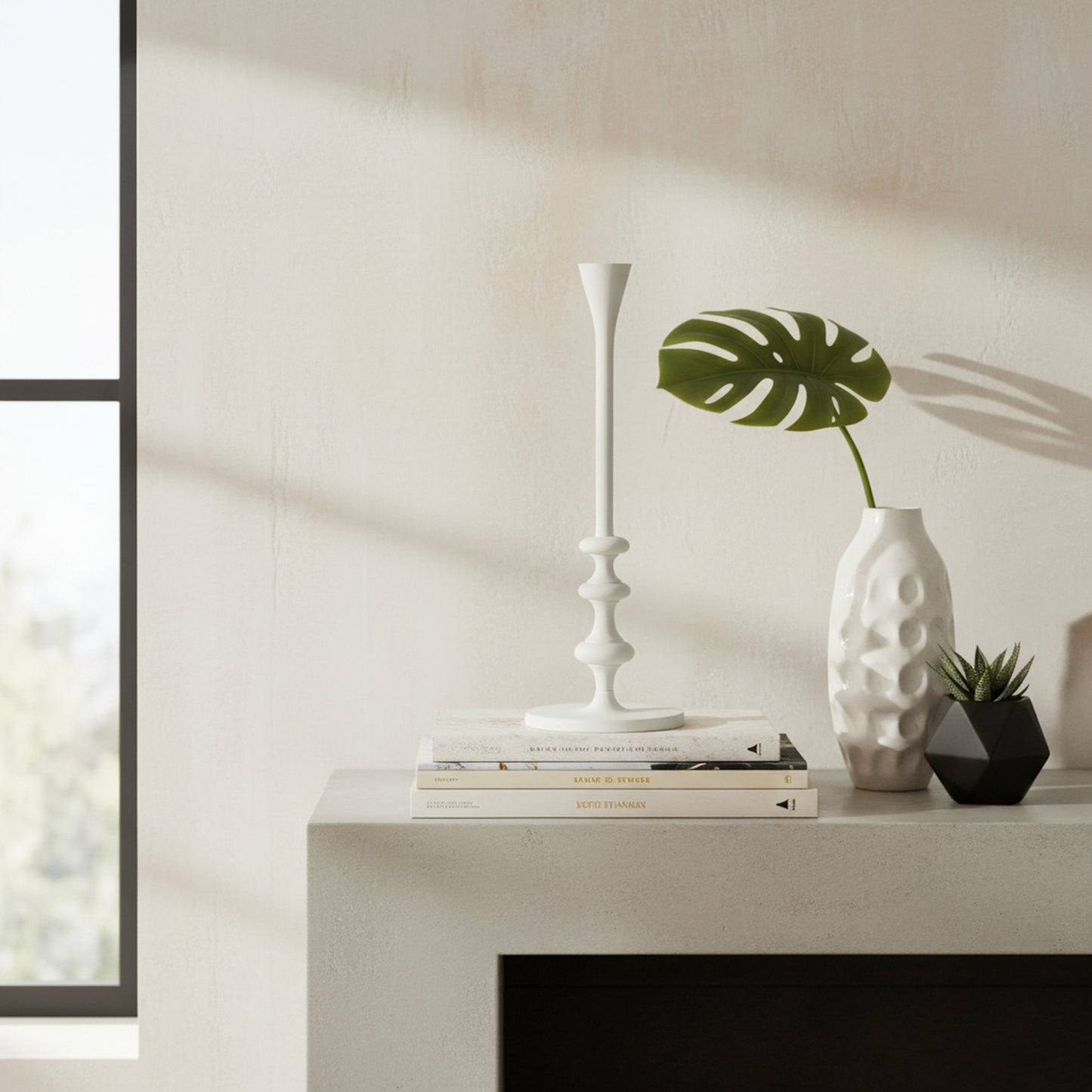 Minimalist Elegant White Candlestick - Stylish Table Centerpiece