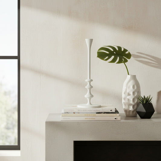 Minimalist Elegant White Candlestick - Stylish Table Centerpiece
